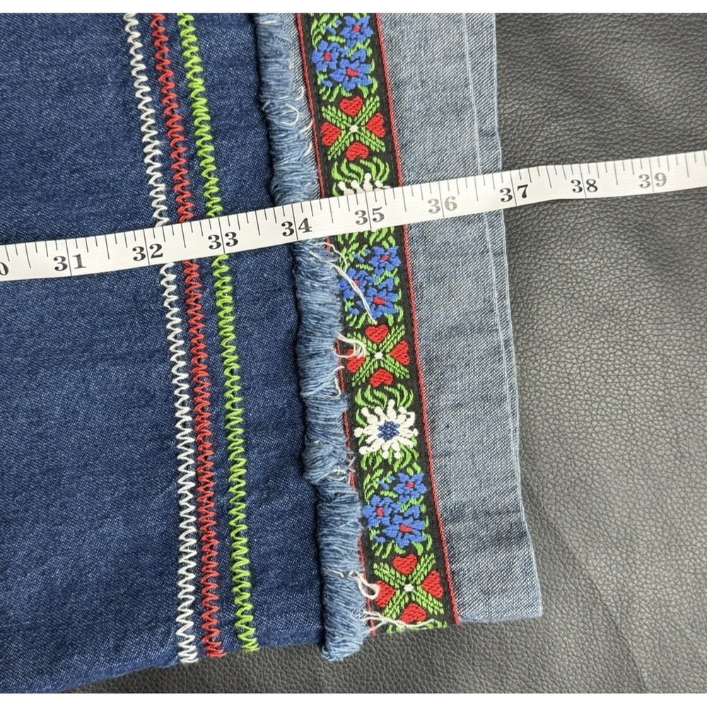 On The‎ Verge Vintage Denim Maxi Skirt Embroidered Floral Boho Cottagecore M USA - Picture 9 of 10